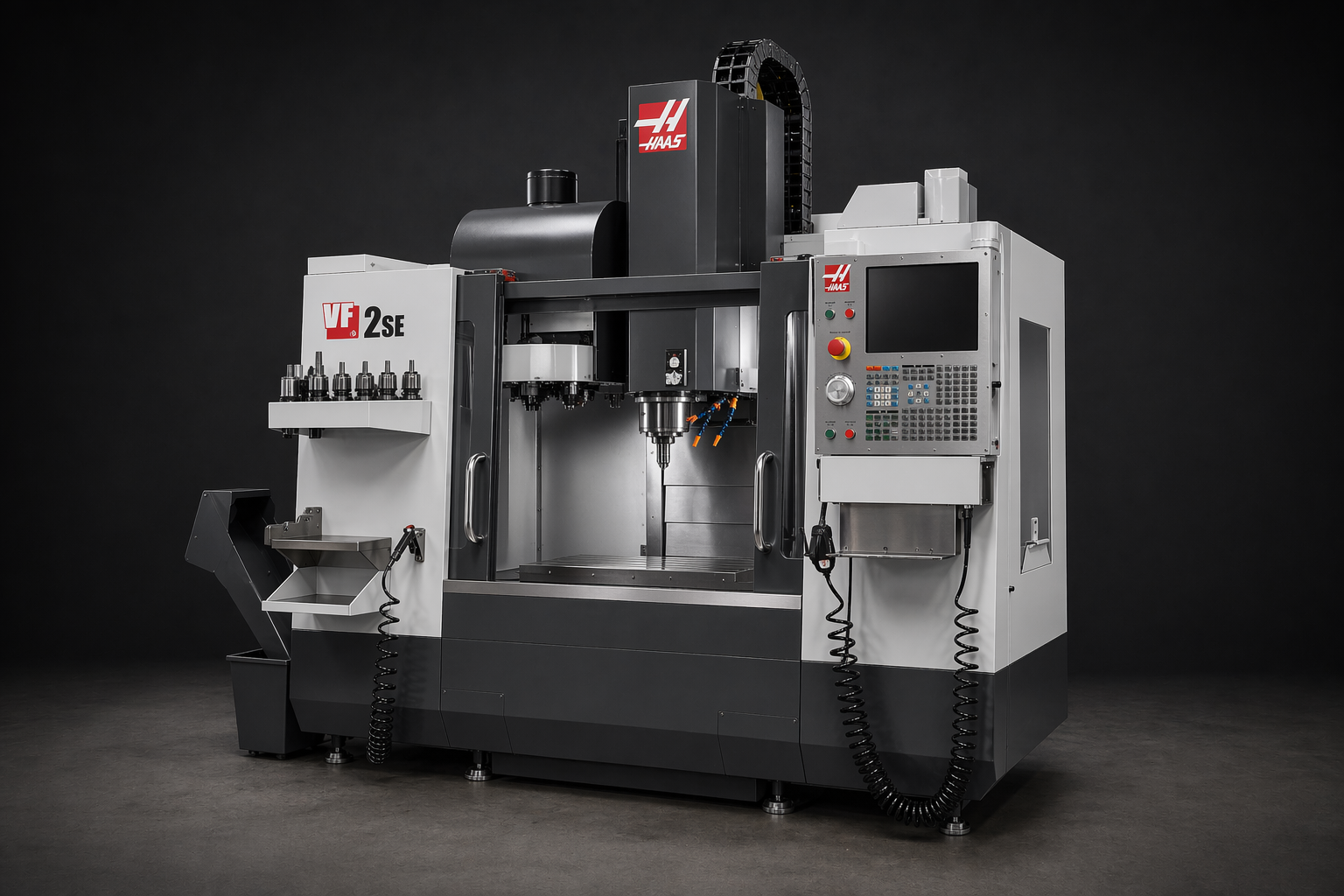 Studio photograph of a HAAS VF-2SE machining centre
